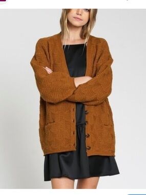 Anthropologie dRA Los Angeles Cozy Textured Knit Button-Front Cardigan